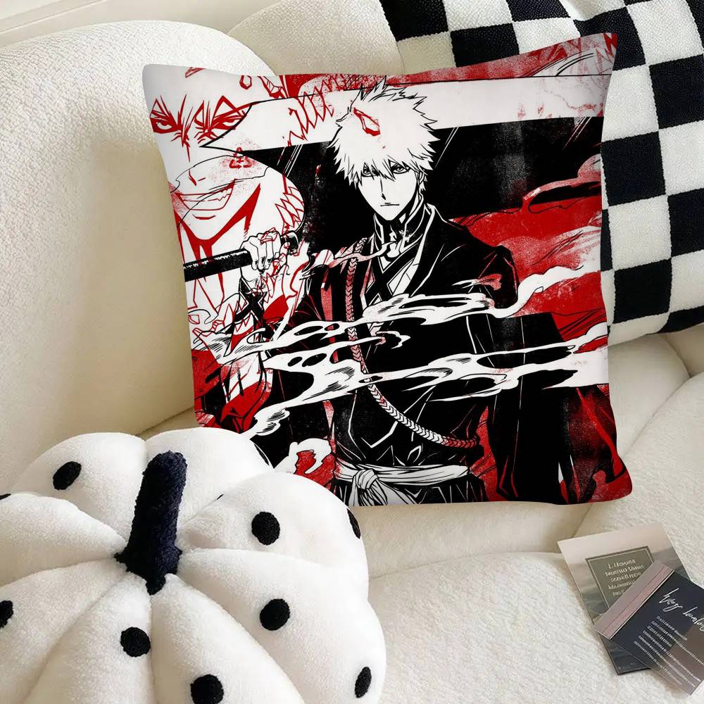 Vintage Bleach Anime Kurosaki Ichigo Kissenbezug Quadratisches Kissen Schlafzimmer Sofa Freizeit Komfort Kissen Auto Heimdekoration