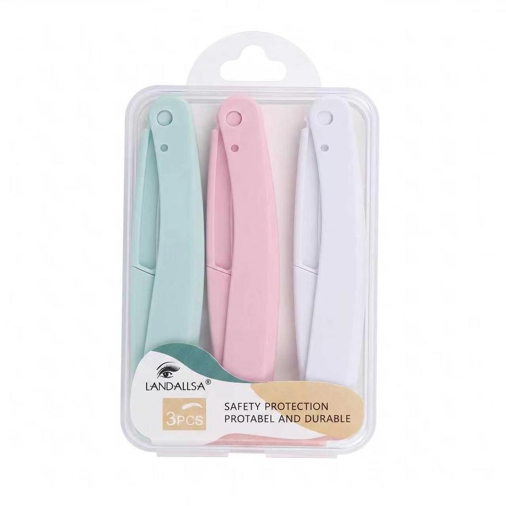 Folding Safety Eyebrow Trimmer Set with Stainless Steel Blades and Protective Net