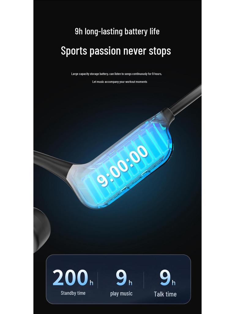 X56 Bone Conduction Bluetooth Headphones: 9-Hour Battery, IPX5 Waterproof, Perfect for Running & Cycling