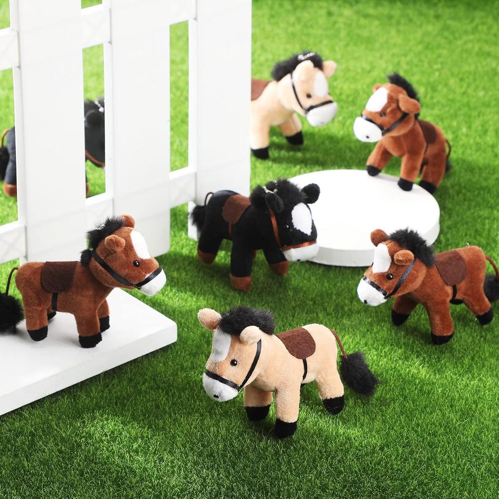 12-120Pcs 4Inch Horse Stuffed Animal Horse Toys Horse Plush Adopt A Horse Party Favor Standing Stuffed Horse Mini Plush Birthday