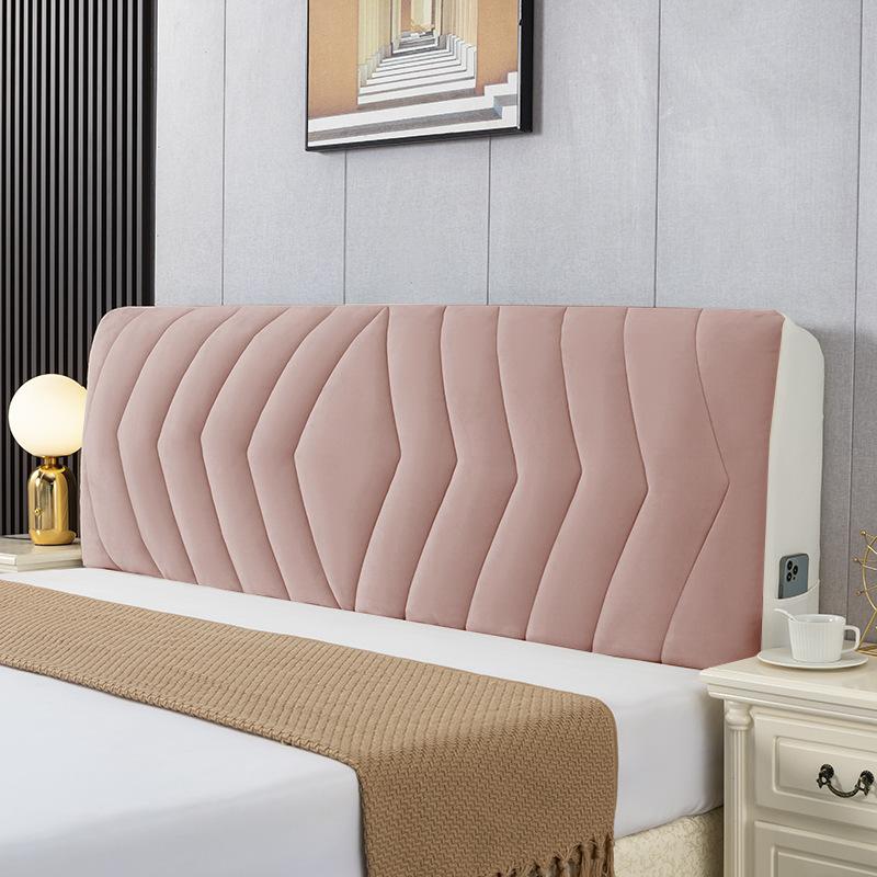

Утолщенный бархатный стеганый чехол на изголовье кровати, скандинавский универсальный защитный чехол для изголовья кровати, однотонный мягкий фланелевый стеганый чехол для изголовья кровати W 150*H65cm