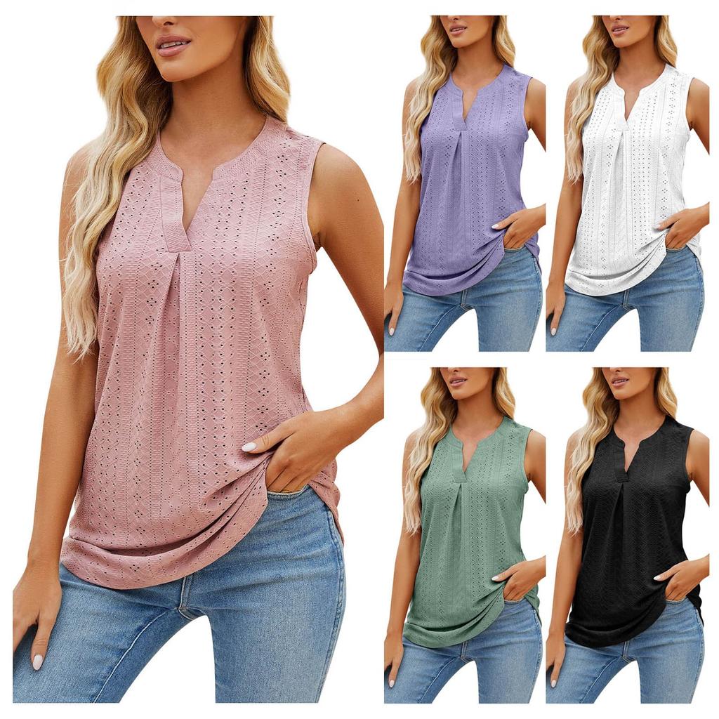 Damenmode Farbe Loch V-Ausschnitt Schlankes Westentop