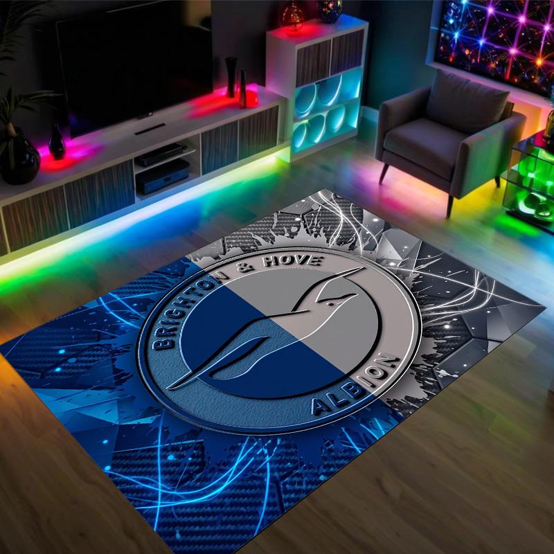 Brighton & Hove Albion Football Design Crystal Velvet Carpet Cozy Non?Slip Printed Rug For Bedroom Living Room Entrance