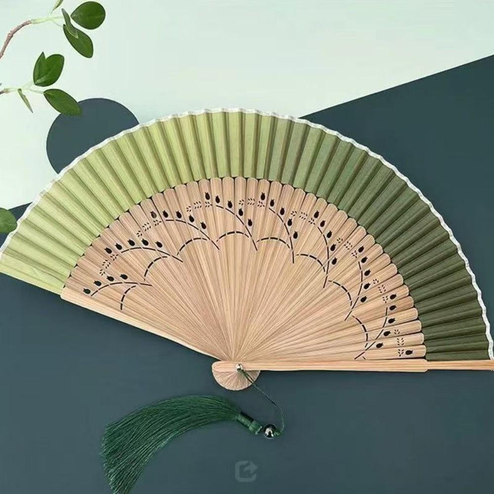 Tassel Chinese Style Silk Fan Retro Design Handheld Shell Fan Bamboo Folding Fan  Home Decor