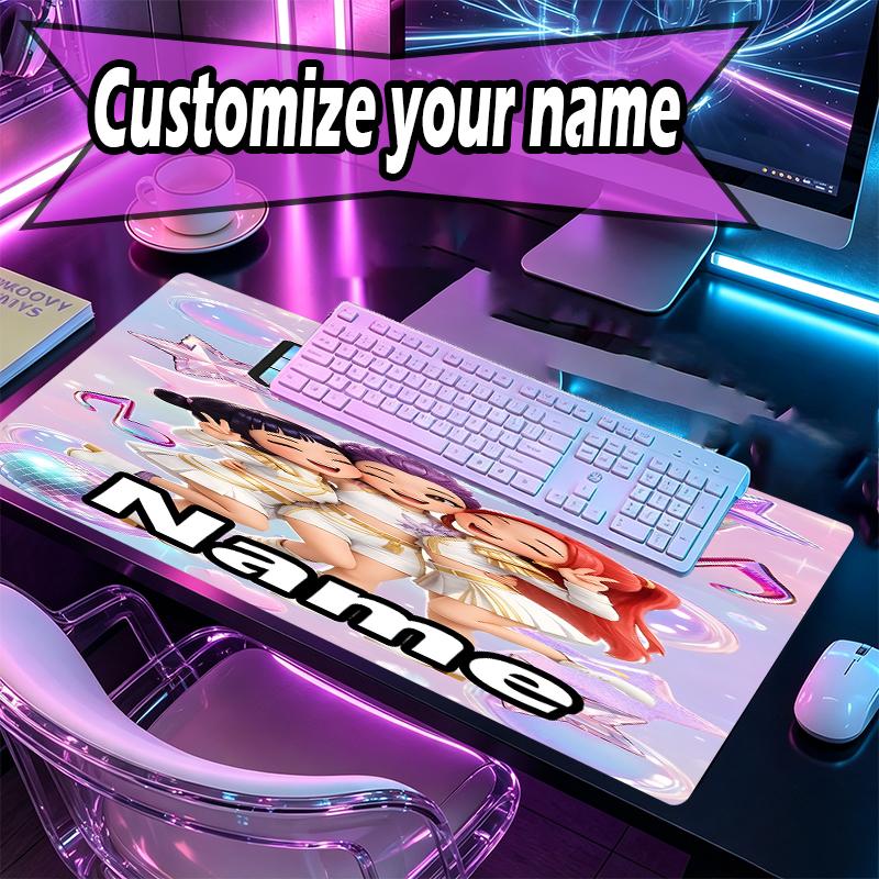 Custom Name Personalized KPop Demon Hunters Pattern Mousepad, Laptop PC Desk Mat, Decorative Desk Mat for Home Keyboard Pad Gift