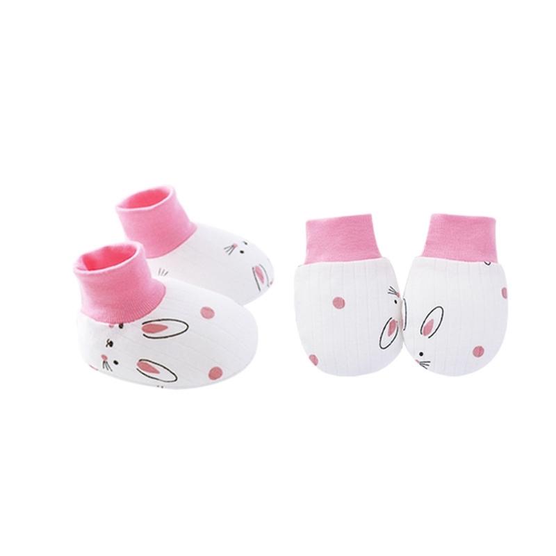 No Scratch Mittens Socks Set Toddler Mitts Baby Mittens Cotton Gloves Footwear Baby Breathable Gloves for Boys Girls