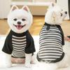 Autumn Winter Pet Clothes Dog Cat Striped Base Layer Shirt Warm Outfit with Leash Ring for Small Dogs Teddy Bichon