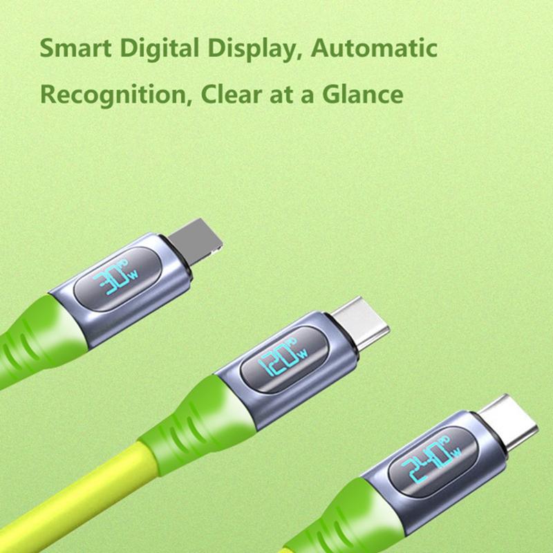 240W Super Fast Charging Cables 6A PD Type C Digital Display High-speed Data Transfer Cord USB Type-c To C Wire For IPhone 17Pro