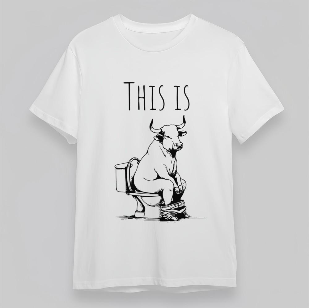 

Men s Comfy Classic T-Shirt Cow Sitting on Toilet Graphic Plus Size Cotton Tee 4XL