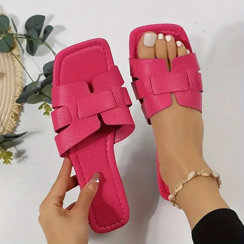 Purple Summer Slippers for Women Flat Braided Outdoor Trend Beach Sandals Women Luxury New Open Toe Square Head Women Slippers