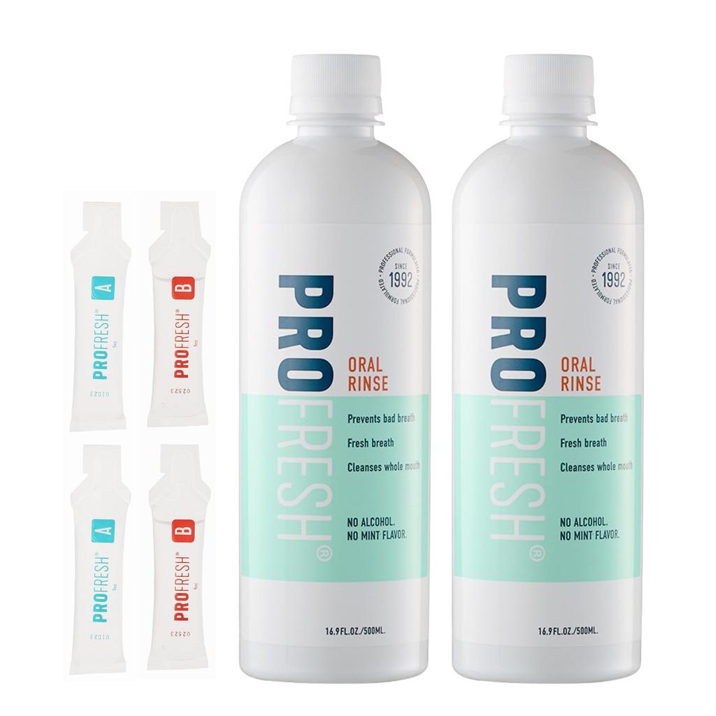 ProFresh Mouthwash 500ml x 2-pack: Oral rinse for bad breath, breath care, chlorine dioxide, used in dental clinics.
