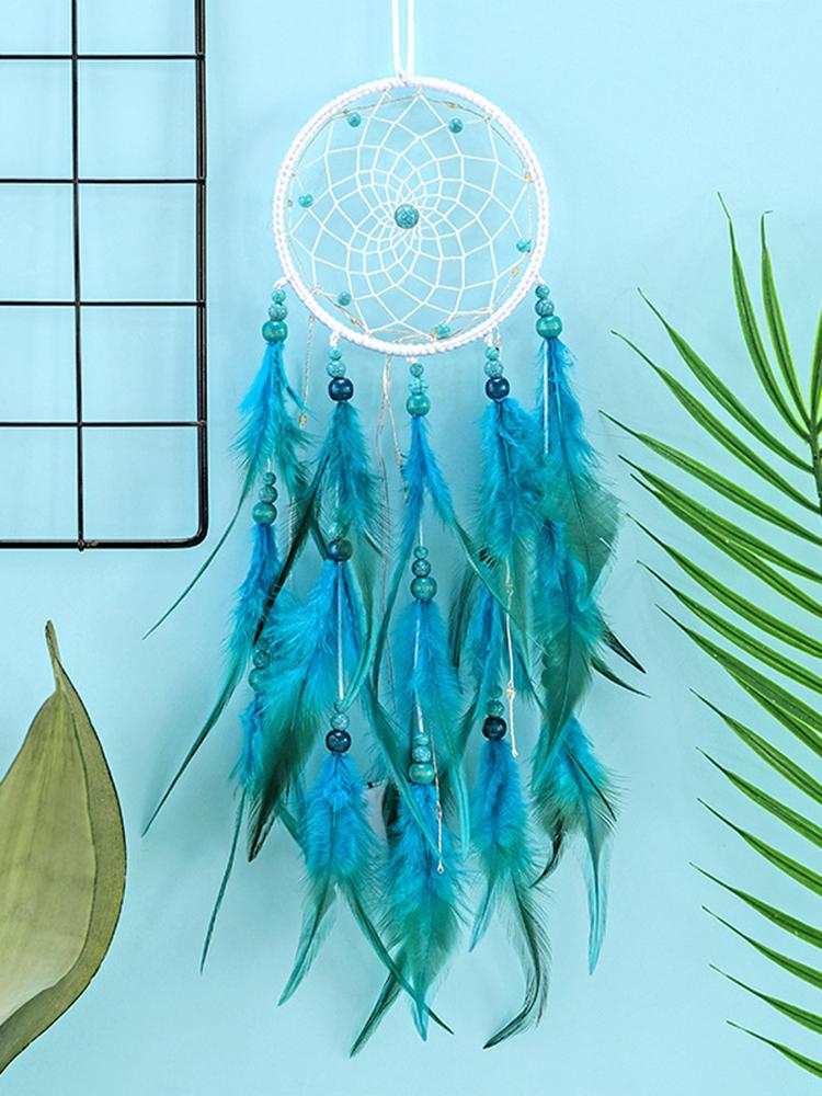 

Blue Feather Dream Catcher Wind Chimes Creative Handmade Bedroom Wall Hanging Ornaments Birthday Festival Gifts Home Decorations синій