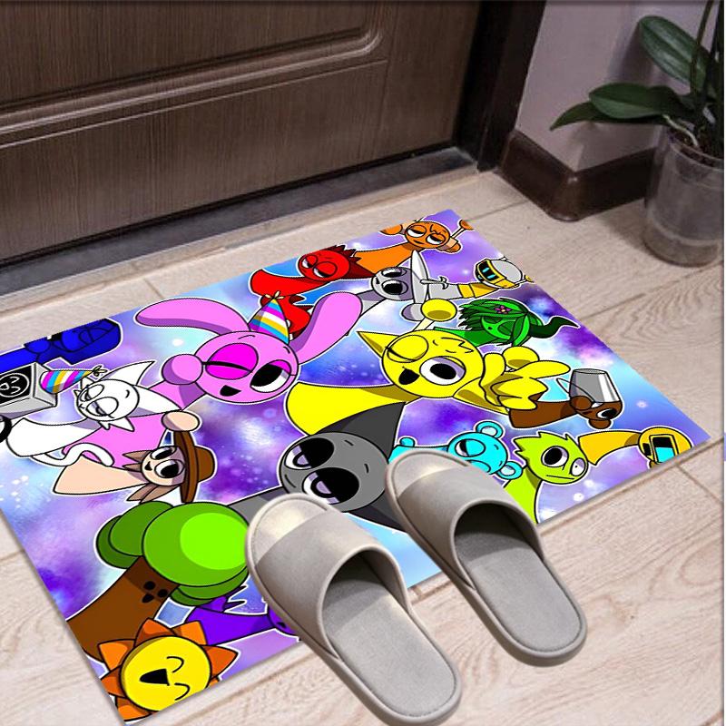 Sprunki Game Pattern Rug, Indoor/Outdoor Mat, for Picnic, Gameroom, Bedroom, Office, Living Room, Home Decor Carpet, Birthday Gift
