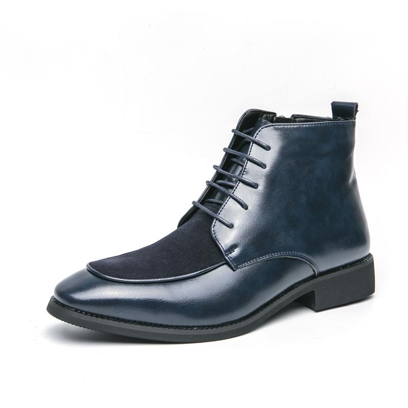 Men’s Motorcycle Boots  Dress Half Boots Leather Ankle Boots Tuxedo Wedding Blazers Saddle Shoes Over Sized
