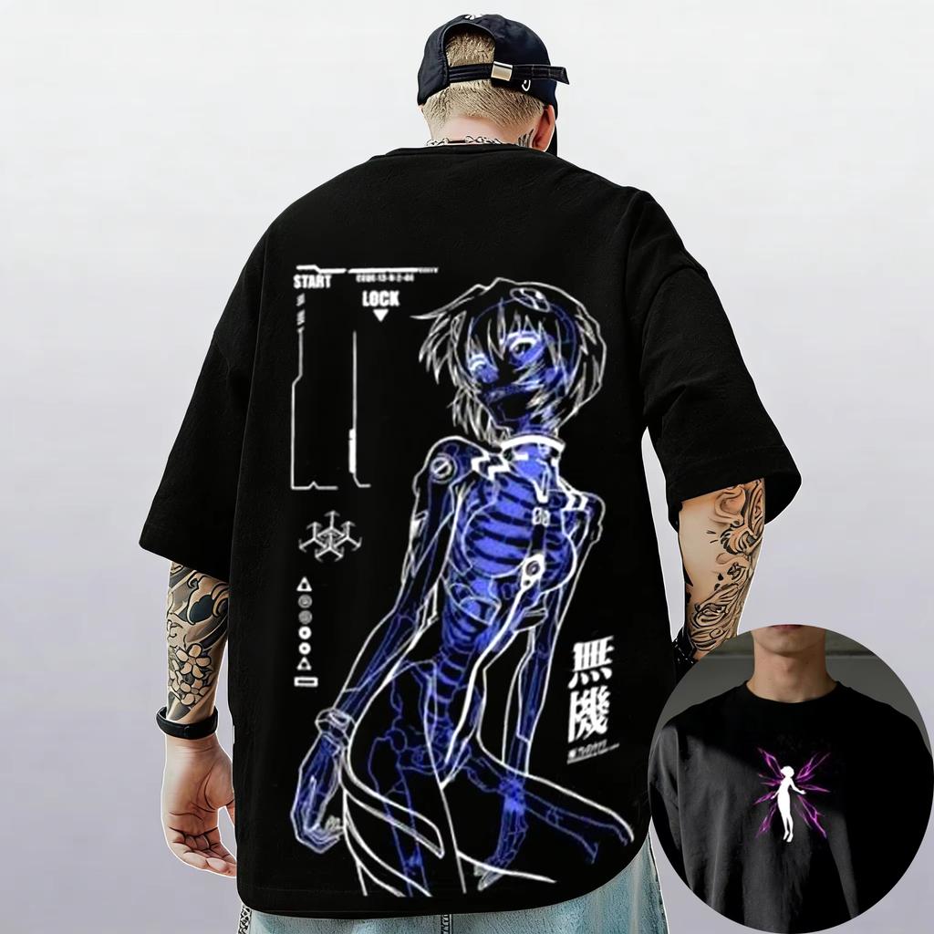 Neon Genesis Evangelion End of Eva Eye Classic Style Short Sleeve Tshirt Unisex Men Women 2026 Summer ParentChild Cotton Tee
