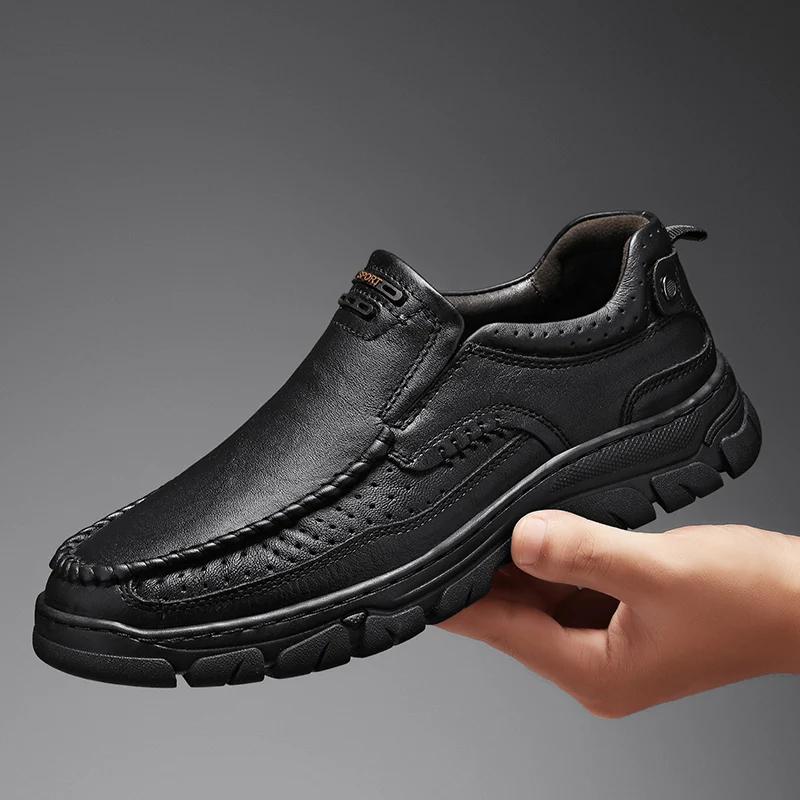 

Новые мужские повседневные туфли из натуральной кожи, мужские туфли ручной работы без застежек, мокасины на плоской подошве, мокасины для ходьбы, мужские туфли Zapatillas 44 чёрный