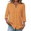 Blusa casual da donna elegante a righe e quadretti stampati