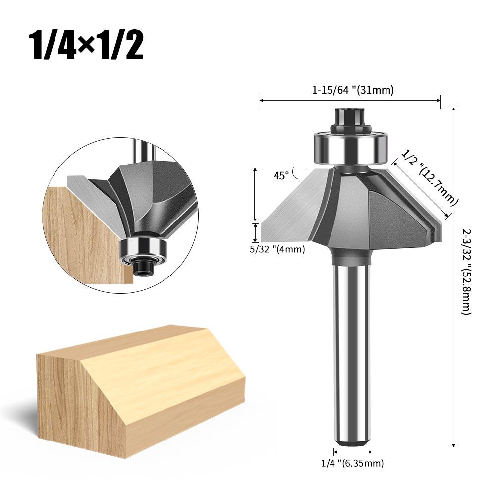 45 Degree Bevel Cutter Woodworking Milling Cutter Trimming Machine Engraving Cutter Head 45 Degree Chamfer Cutter 45 ° Bevel Cutter