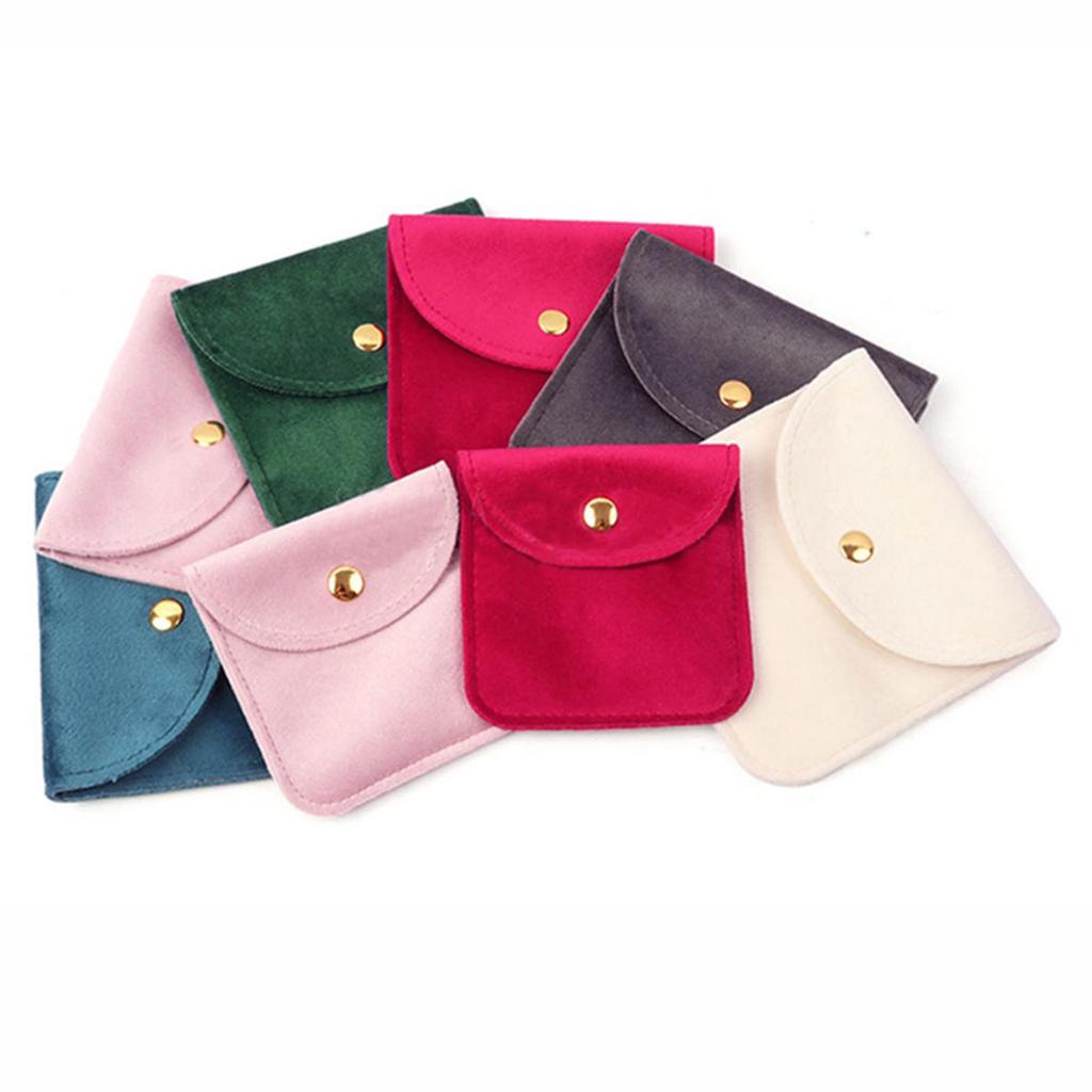 1pc Jewelery Pouch Packaging Bag Soft Velvet Gift Bracelet Necklace Earrings Rings Storage Button Velvet Bag Jewelry Organizer