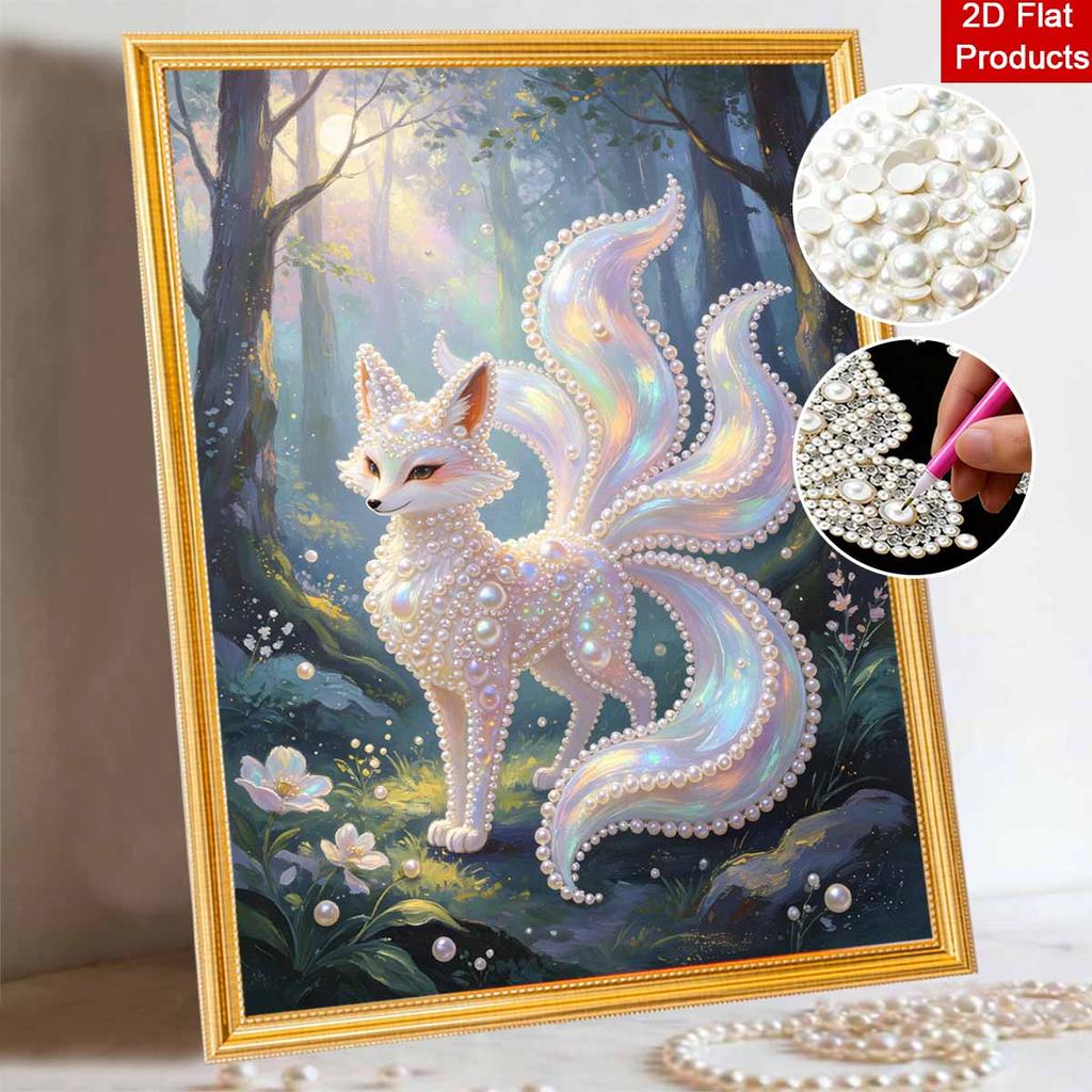 Framed Pearl Painting Kit NineTailed Fox DIY 3D Bead Canvas Art Creative Leisure Craft Home Decoration for Wall Decor Art Projects Hobby
