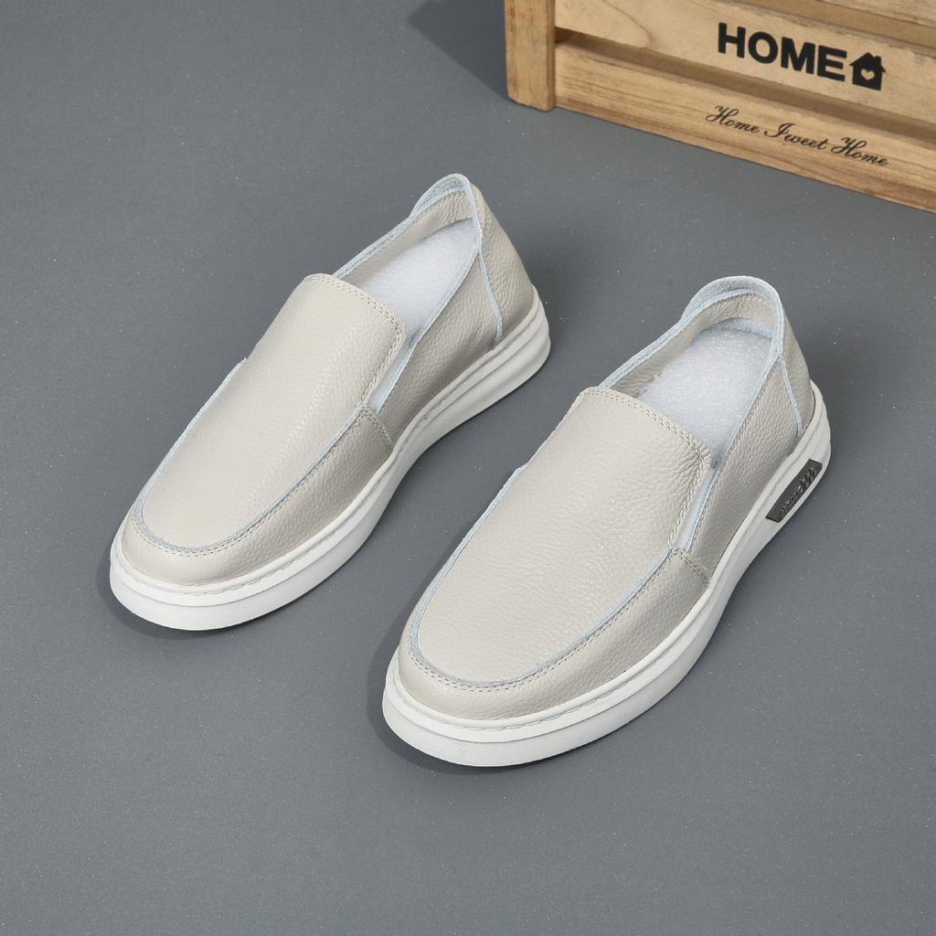 Herren Sommer Leder Freizeitschuhe Modische Vielseitige Halbschuhe Weiche Sohle Weiche Oberfläche Enthüllen Rindsleder Herrenschuhe