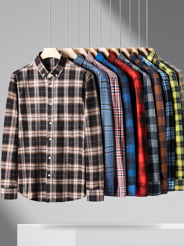 Camicia a quadri in flanella a maniche lunghe da uomo taglie forti Autunno/Inverno