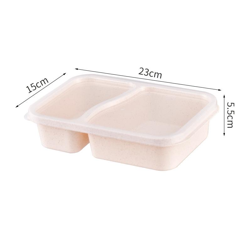 

Двухсекционный ланч-бокс из пшеничной соломыБенто-боксКоробка для фаст-фудаПортативный ланч-бокс с отделениямиКоробка для перекуса бежевый