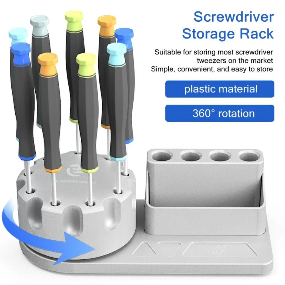 Aluminum Alloy Screwdriver Organizer Multi-Slot Structure Anodized Finish Tool Storage Rack 360 Degree Rotating
