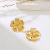 Personalized Design Vertical Pattern Flower Stud Earrings Fashion Temperament Elegant Titanium Steel Earrings Women Do Not Fade Versatile