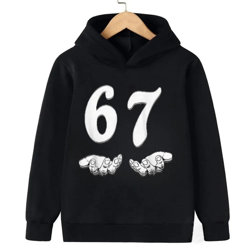 

Viral 67 Kids Hooded Sweatshirt Funny Internet Slogan Fashionable Funny Comfortable Casual Boy Girl Pullover Children 130