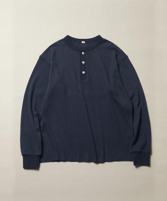ESFAI Waffle Henley Neck Ls T Shirt (Dark Navy)