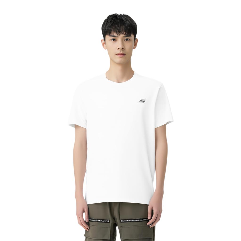 Skechers Comfortable Fashion Soft Skin-Friendly Short Sleeve T-Shirt Men Tops Bright-White P325M042-0019