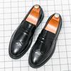 Fashion Retro Penny Loafers New Men's Pointed Leather Brogues Shoes Male Designer Formal Wedding Prom Dress Homecoming Footwear