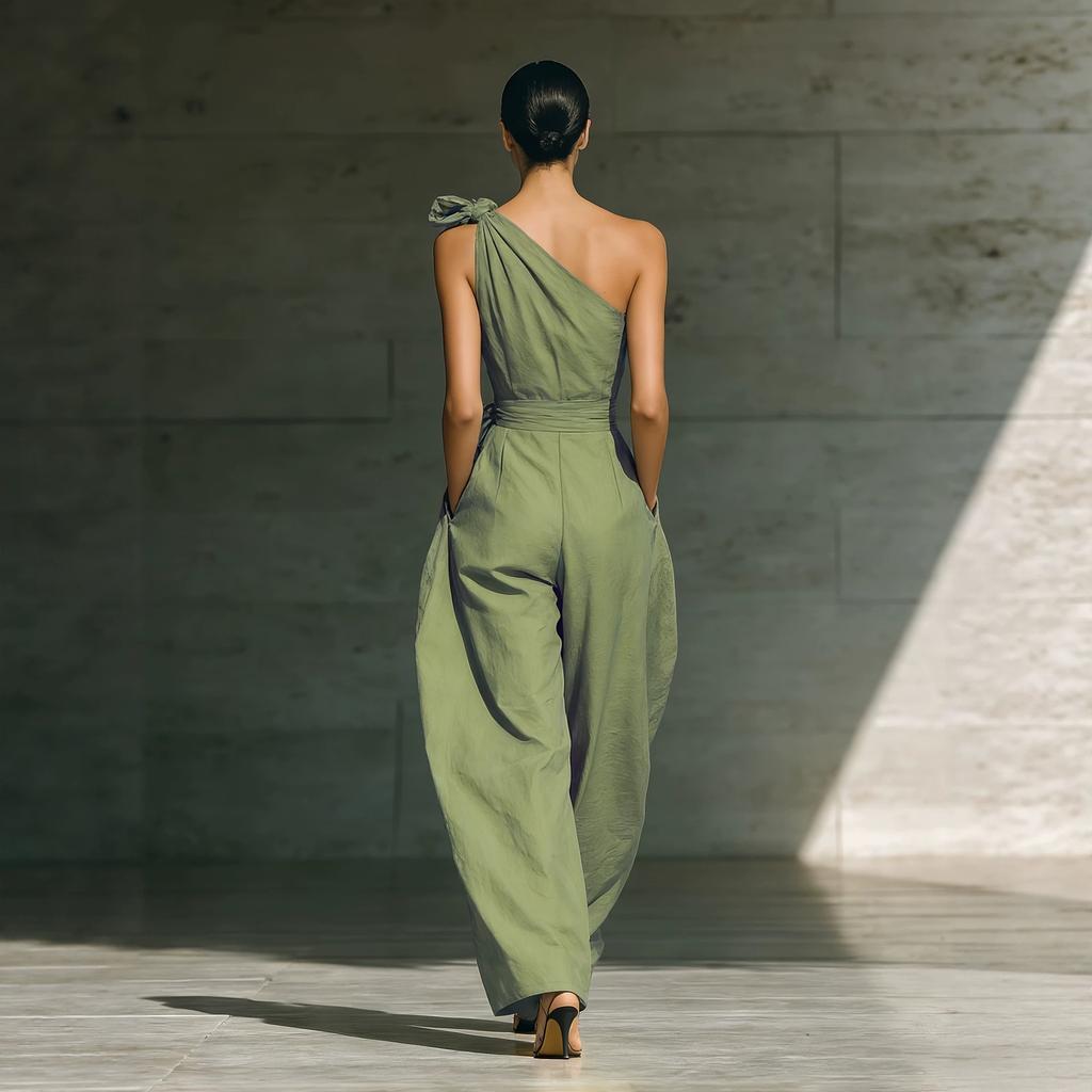 Abbigliamento estivo da donna europeo e americano senza maniche spalline vita pantaloni a gamba larga tuta stile vacanza