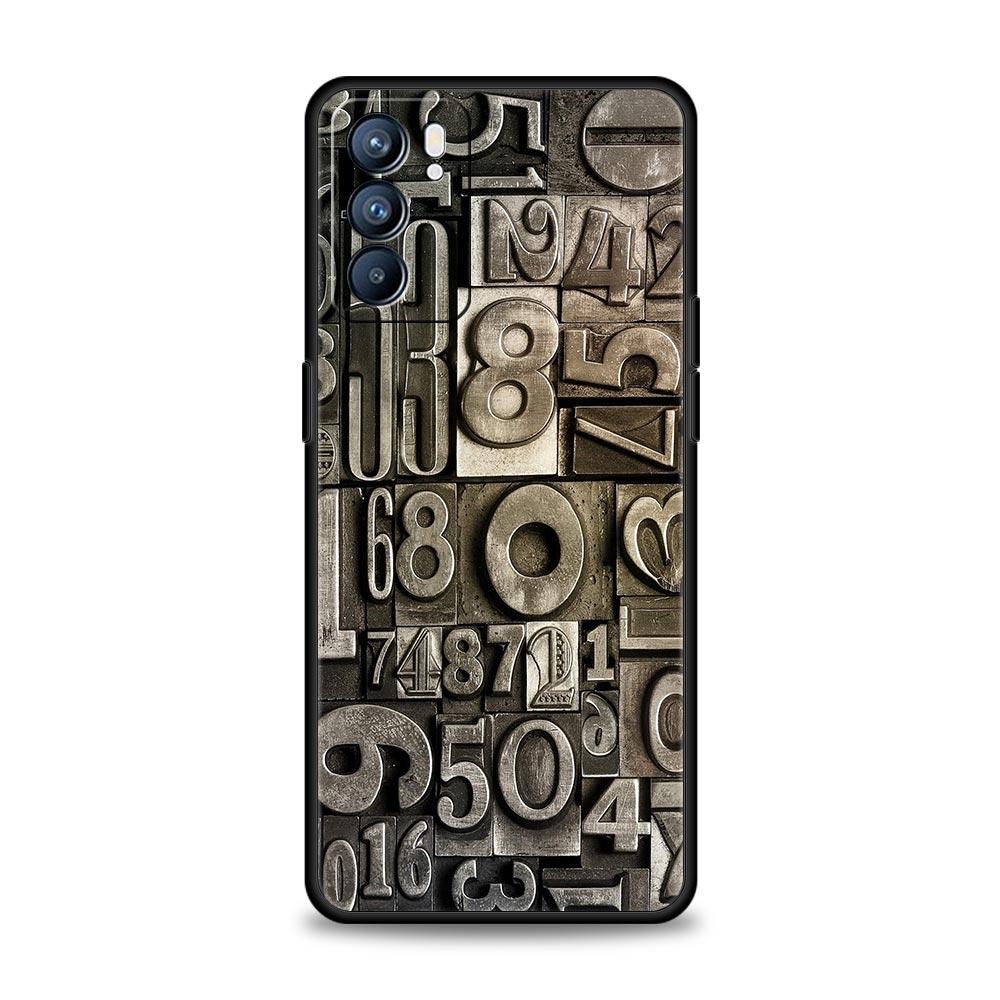 Number Pattern Phone Case For Oppo Reno 13 12 11 10 7 F Find X5 X6 A98 A80 A79 A78 A57 A54 A31 A17 Pro 5G Soft TPU Cover Fundas