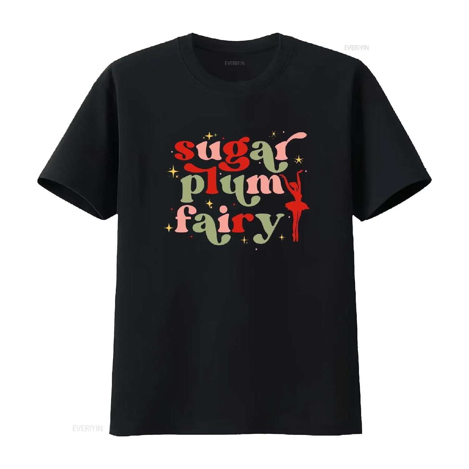 Sugar Plum Fairy T Shirt Retro Christmas Kids for Toddler Holiday Toddlers Girls vintage Washed Versatile Stylish Unisex S чёрный
