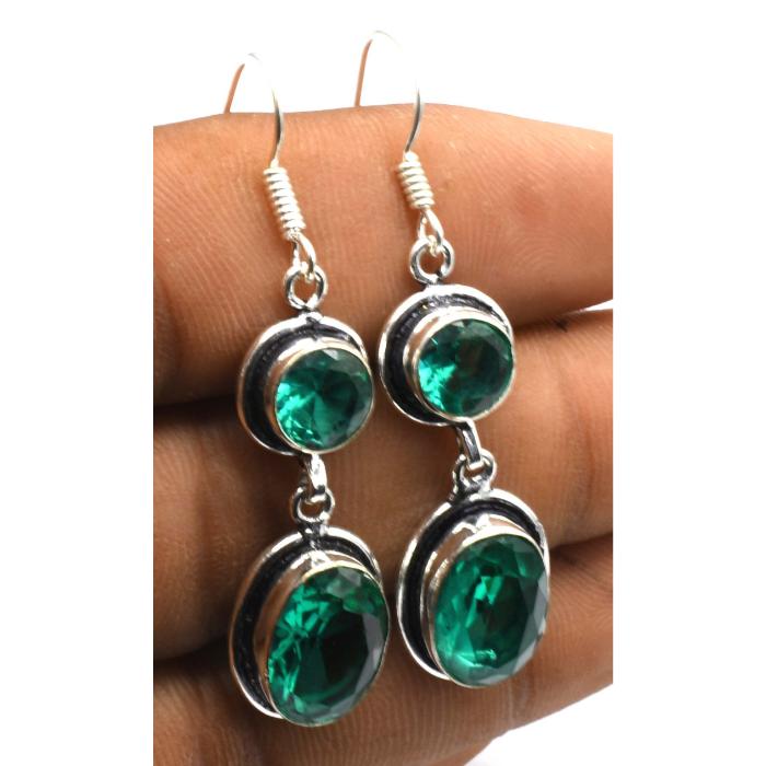 Green Quartz Gemstone Ethnic Handmade Drop Dengle Earring Jewelry ER 089