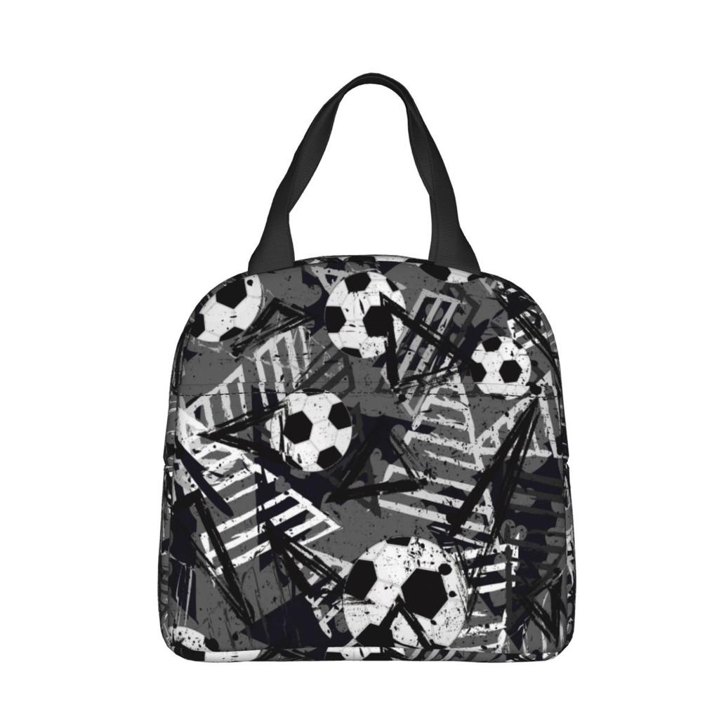 Cartoon Soccer Ball Football Insulated Lunch Bag Thermal Bag Reusable High Capacity Lunch Box Tote Food Bag Beach Outdoor