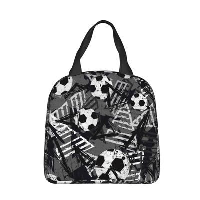 Cartoon Soccer Ball Football Insulated Lunch Bag Cooler Bag Meal Container Leakproof Tote Lunch Box Food Bag School Picnic