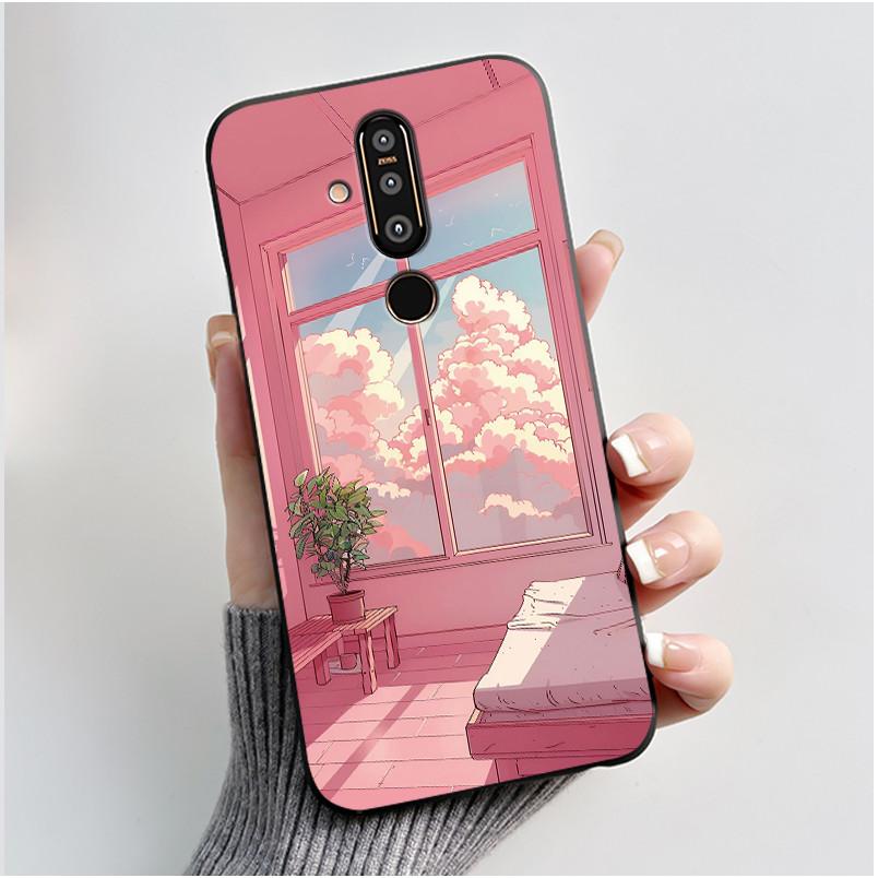 Case For Nokia 8.1 Plus/Nokia X71 Phone Casing Vast Grasslands With Beautiful WildFlowers Pattern Soft Black Anti-Scratch Case