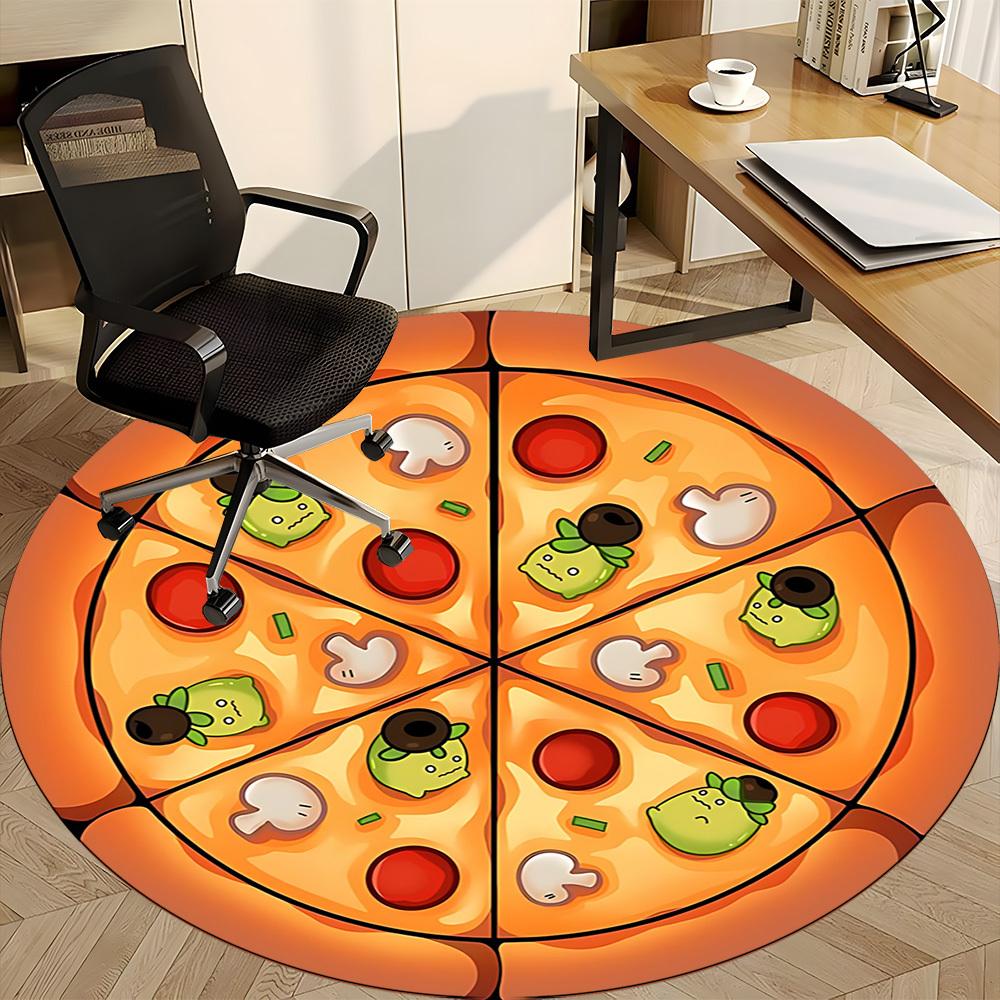 1pc Pizza Slice Office Round Area Rug, Under Office Chairs Bedroom Living Room Home Decor, Room Deco, Available in Various Sizes
