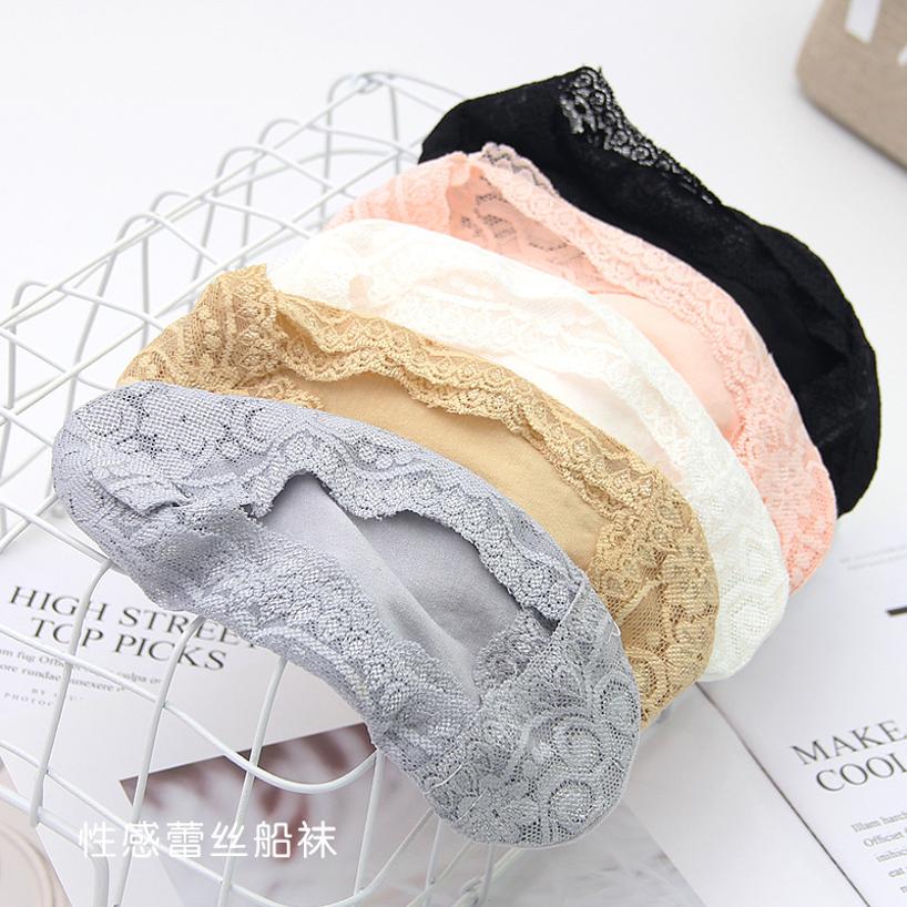 1 Pair Hot Sale Women Girls Fashion Cotton Invisible Anti-slip Ankle Socks Lace Socks