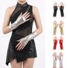 Y2K Punk Style 23cm Glossy Patent Leather Fingerless Women's Gloves