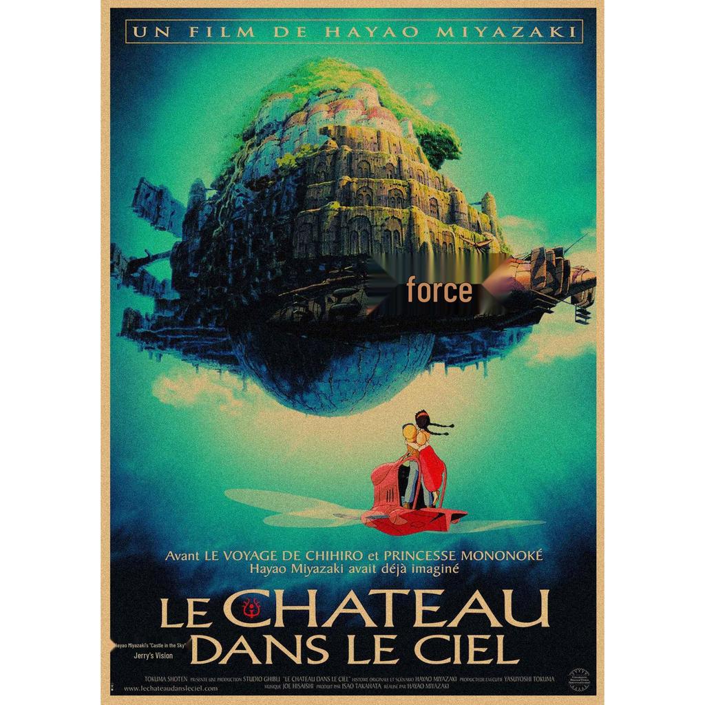 Poster da Parete in Carta Kraft Retrò: Laputa: Laputa: Castello nel cielo di Hayao Miyazaki