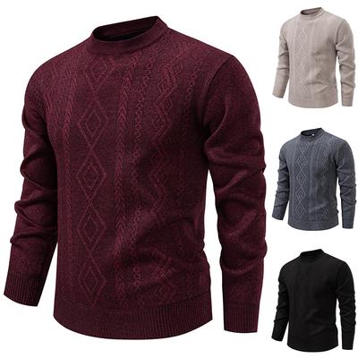 Men S Autumn Winter Fleece Thick Casual Crew Neck Pullover Knit Sweater