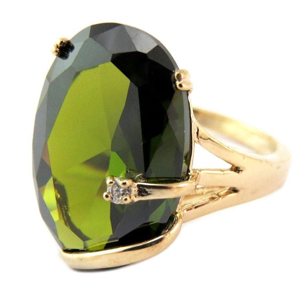 Pozlacený prsten 'Sissi' zelené olivínové zlato - 19x12 mm