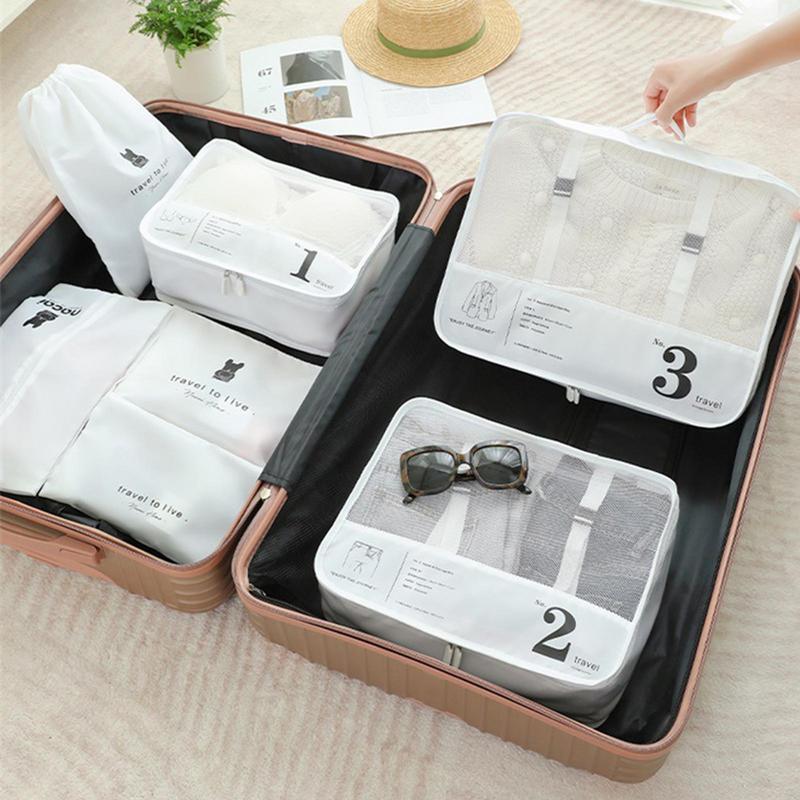 

7Pcs Folding Travel Organizer Storage Bags Wardrobe Cube Suitcase Packing Cubes Set Storage Luggage Clothes Shoe Organizer United States