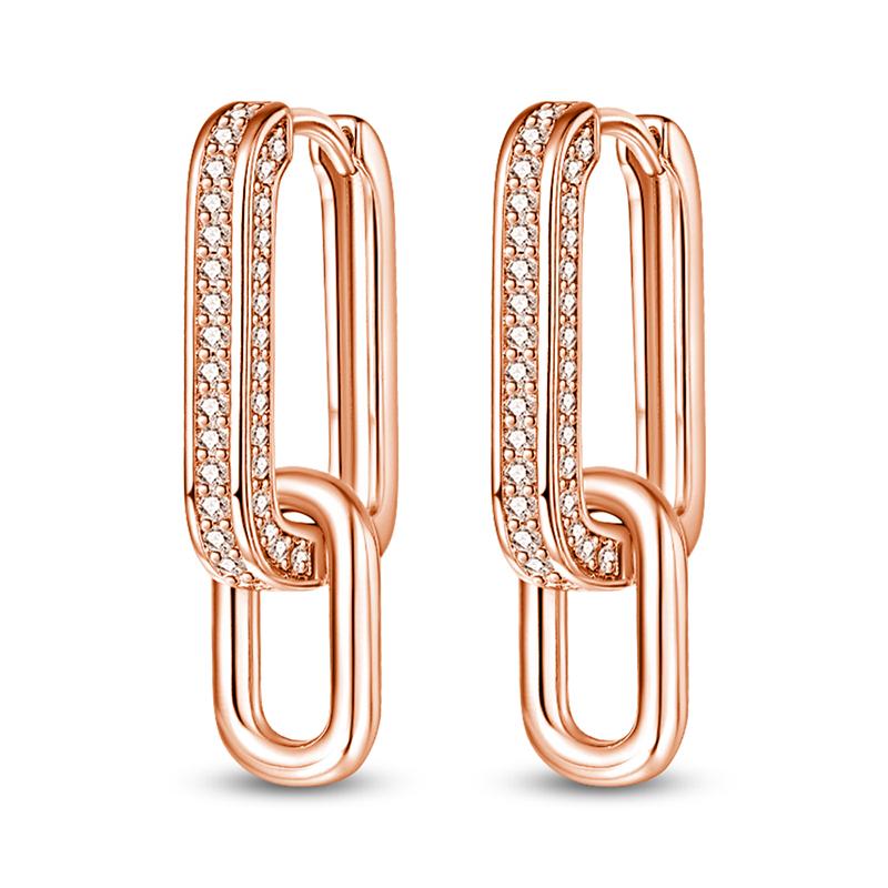 925 Silver Geometric Rose Gold Drop Earrings For Women Elegant Fashion Jewelry S925 Fine Gifts