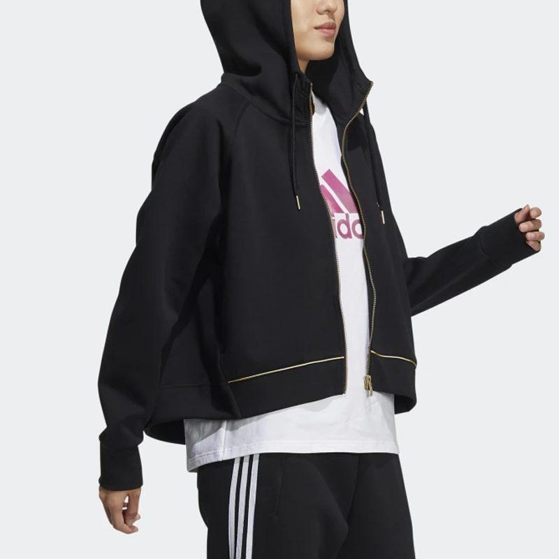 adidas Cropped Coats Women's Black Hooded Moderate HG1840