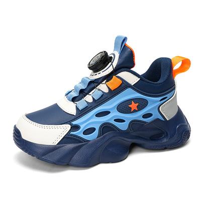 8866 Students Children's Rotating Buckle Running Shoes Low-top Leather Mesh Sports Shoes Boys Middle School Children Elementary School Running Shoes